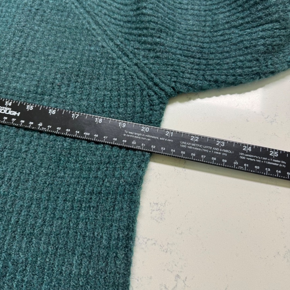 KUHL Waffle Knit Turtleneck Sweater Womens Medium Teal Green 4411 Raglan - Picture 6 of 7